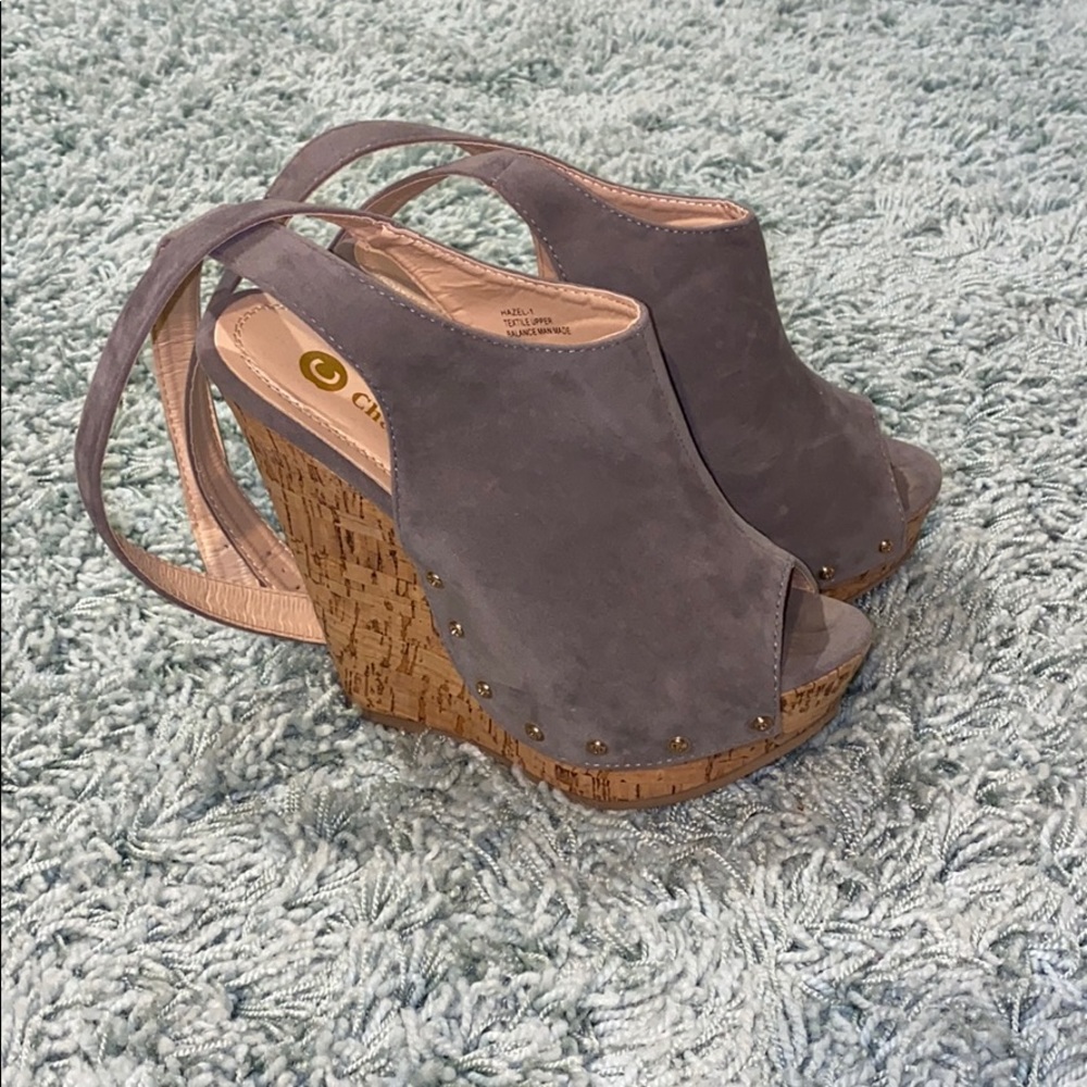 grey wedges with studs